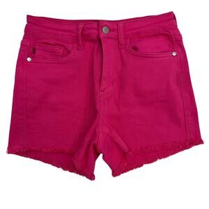 Judy Blue Women’s SM Garment Dyed Pink High Waist Cutoff Jean Shorts
